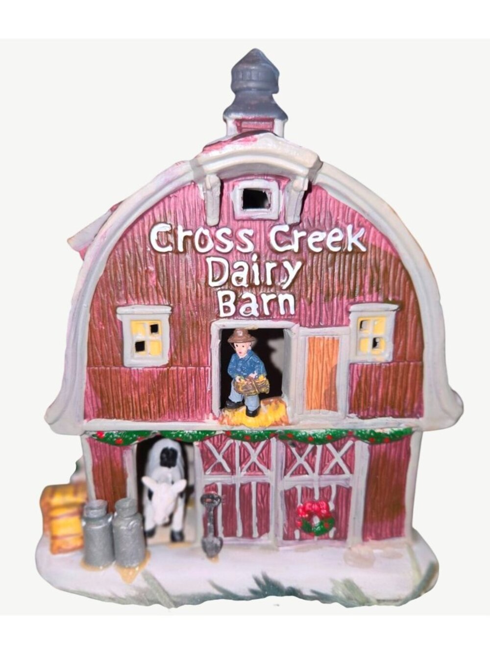 Cross Creek Dairy Barn Lighted Christmas Village Decoration Figurine 2015 Countr